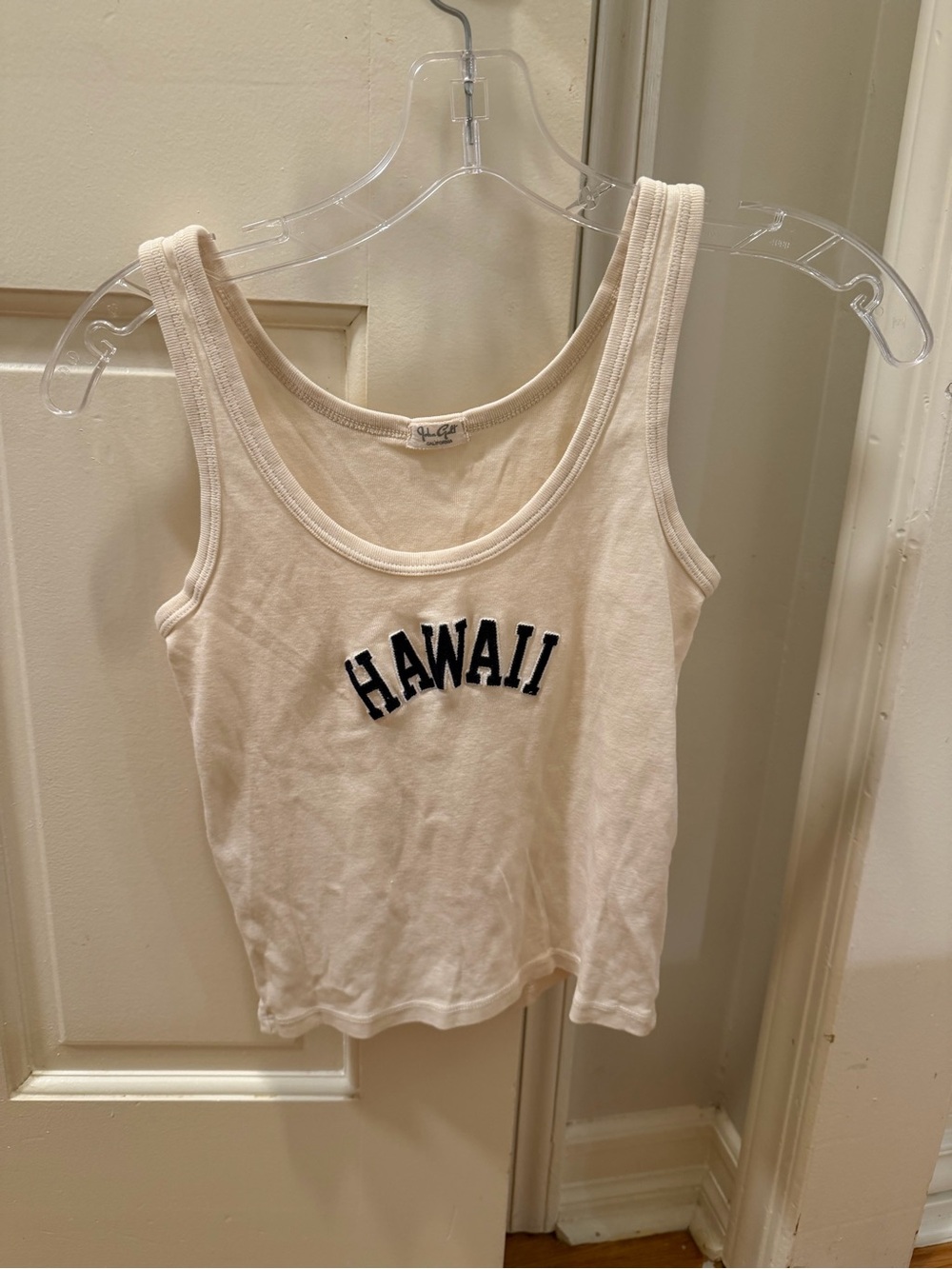 Brandy Melville Cream 'HAWAII' Ribbed Tank